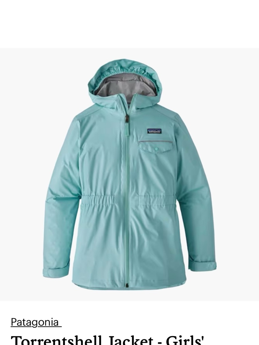 Patagonia Girls' Rain Jacket in Aqua Blue